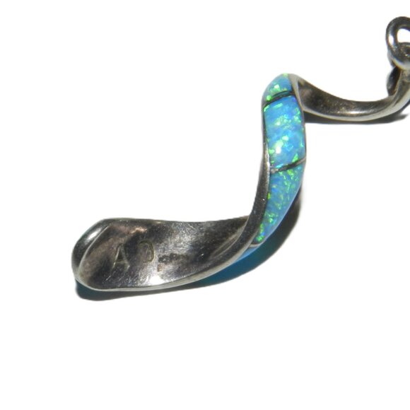 Vintage Andrew Dewa Zuni Signed Spiral Opal Sterling Silver Earrings - Picture 6 of 12